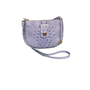 Brahmin Melbourne Lavender Blue Croc Embossed Leather Crossbody Shoulder Bag EUC